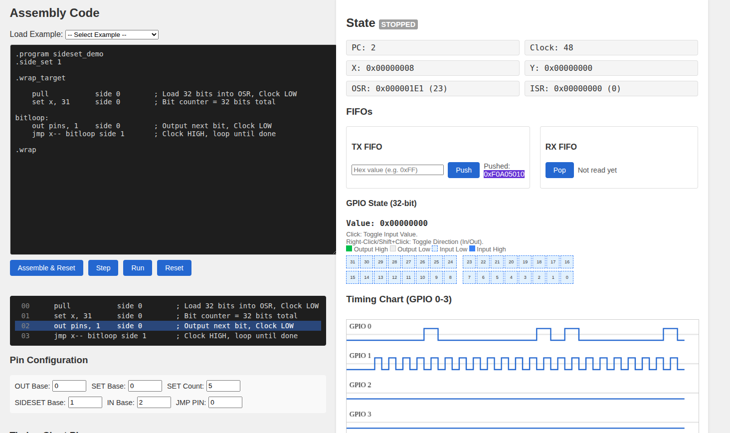 PIO Program side_set demo
